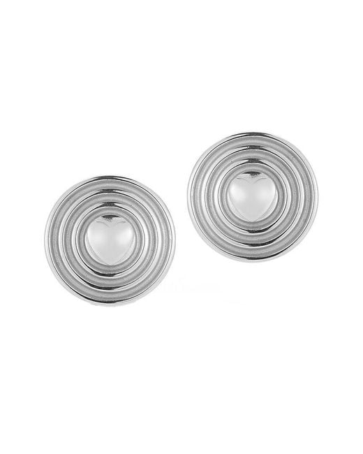 Sphera Milano Gray Plated Bold Round Heart Earrings