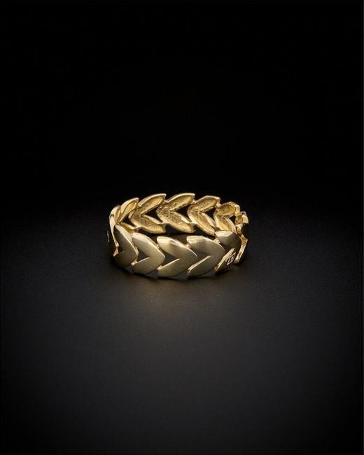 Italian Gold Black 14k Chevron Open Ring