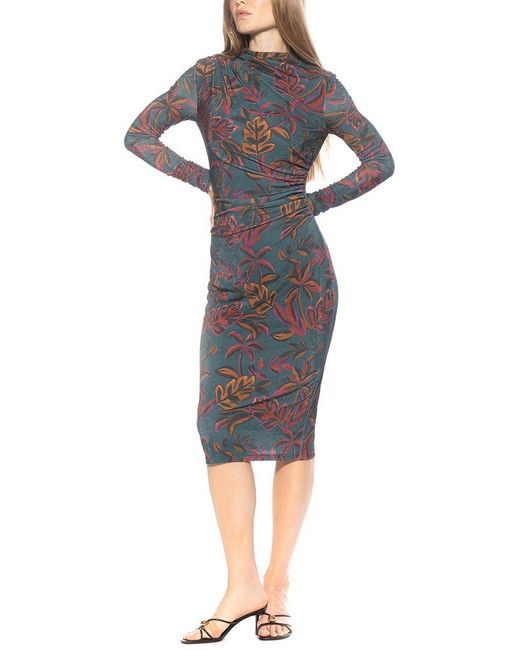 Alexia Admor Gray Kim Draped Midi Sheath Dress