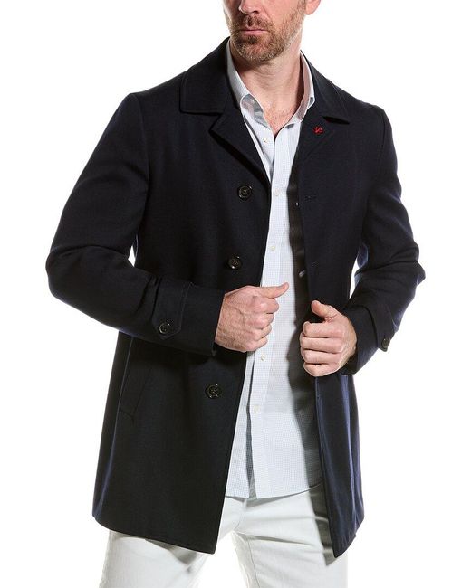 Isaia Black Wool-blend Coat for men
