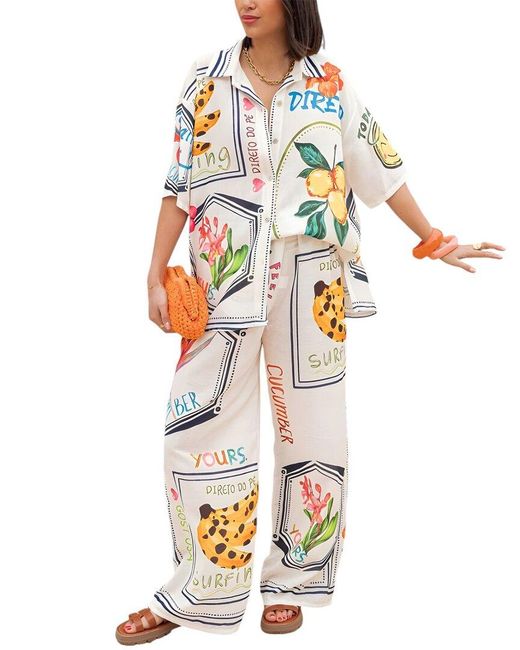 LOEY White 2Pc Shirt & Pant Set