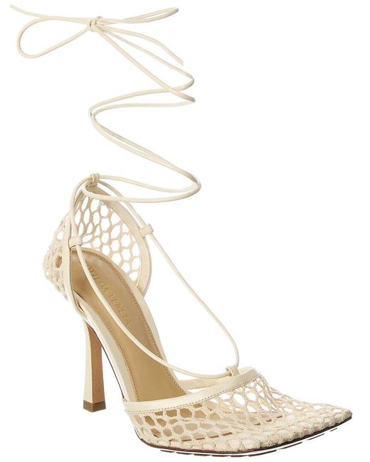 Bottega Veneta Metallic Stretch Leather Ankle Wrap Sandal