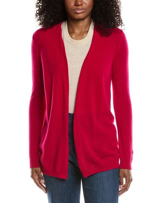Sofiacashmere Red Drape Wool & Cashmere-Blend Cardigan