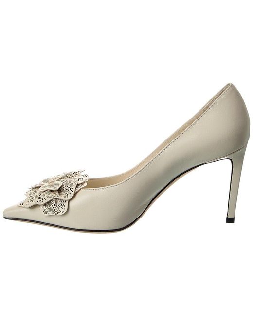 Jimmy Choo White Mimmi 85 Leather Pump