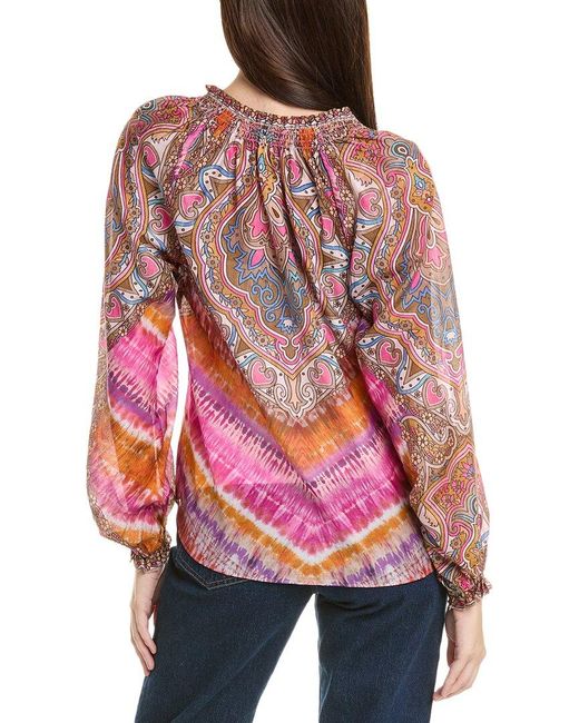 Hale Bob Red Sadie Silk-Blend Top