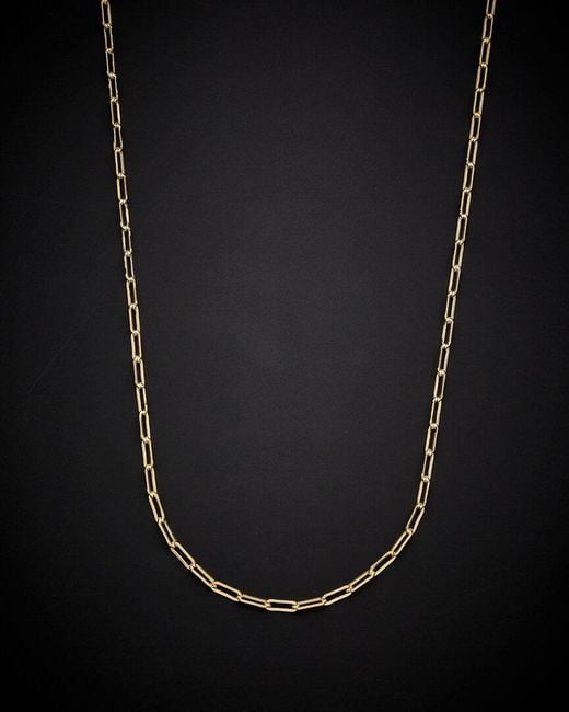 Italian Gold Black 14k Polished Paperclip Chain Necklace