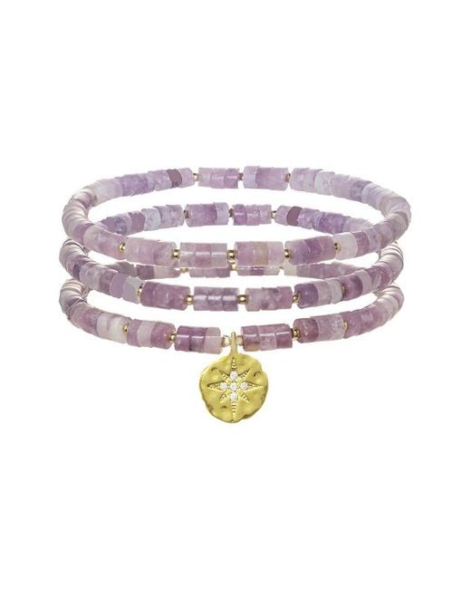 Rachel Reinhardt Jewelry White 14k Over Silver Tanzanite Star Stretch Bracelet