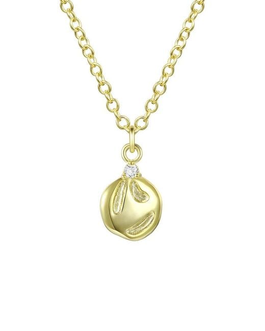Rachel Glauber Metallic 14k Plated Cz Pendant Necklace