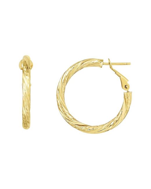 Italian Gold Metallic 14k Diamond Cut Twist Hoops