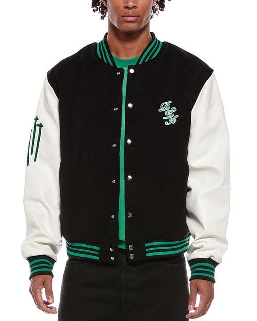 RTA Black Marty Varsity Jacket for men