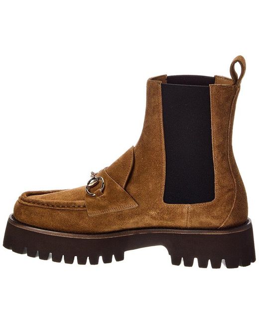 Gucci Brown Horsebit Suede Bootie