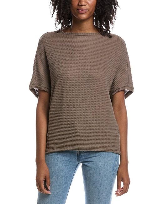 Michael Stars Brown Verna Waffle Knit Top