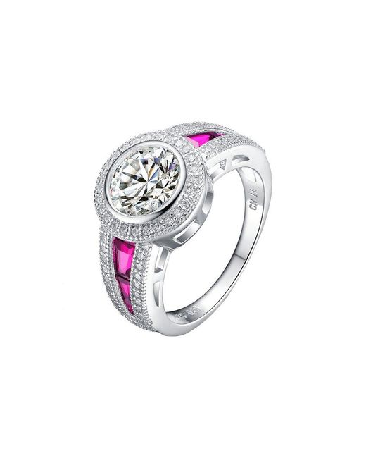 Genevive Jewelry White Silver Cz Statement Ring