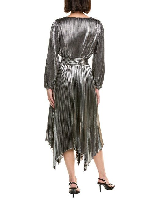 MILLY Metallic Liora Pleated Midi Dress