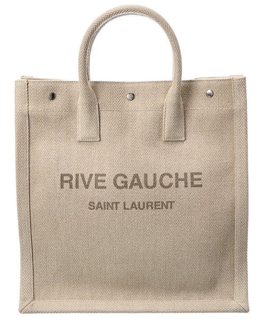 Saint Laurent Rive Gauche N/s Canvas & Leather Tote in Natural | Lyst UK