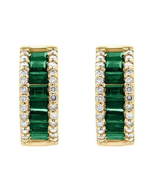 Effy Fine Jewelry Green 14K 1.49 Ct. Tw. Diamond & Emerald Earrings