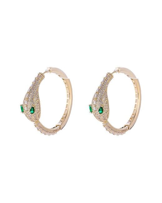 Eye Candy LA Metallic Luxe Collection 18k Plated Cz Green Mamba Earrings