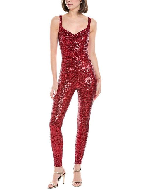 Elisabetta Franchi Red Tuta Donna Sequin Jumpsuit