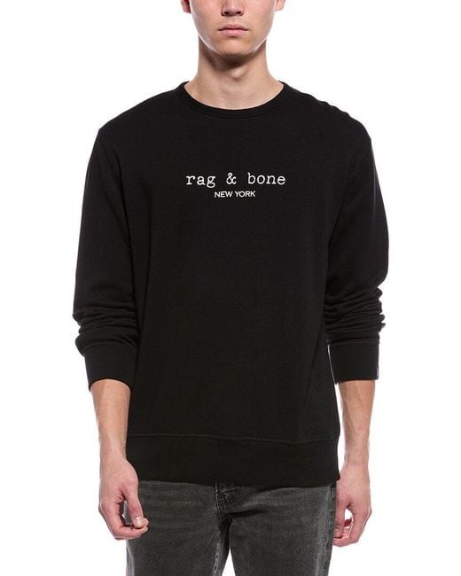 Rag & Bone Black Massey Terry Crewneck Sweatshirt for men