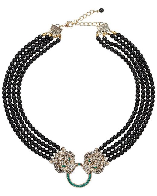 Eye Candy LA Black The Luxe Collection Double Leopard Brooch Statement Necklace