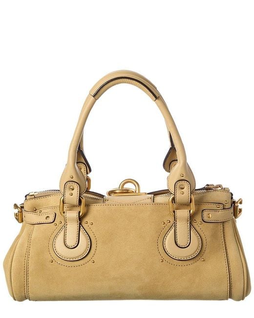 Chloé Metallic Paddington Suede & Leather Shoulder Bag