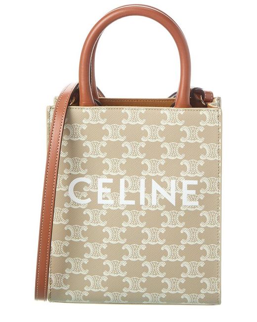 Céline Brown Vertical Cabas Mini Canvas & Leather Shoulder Bag