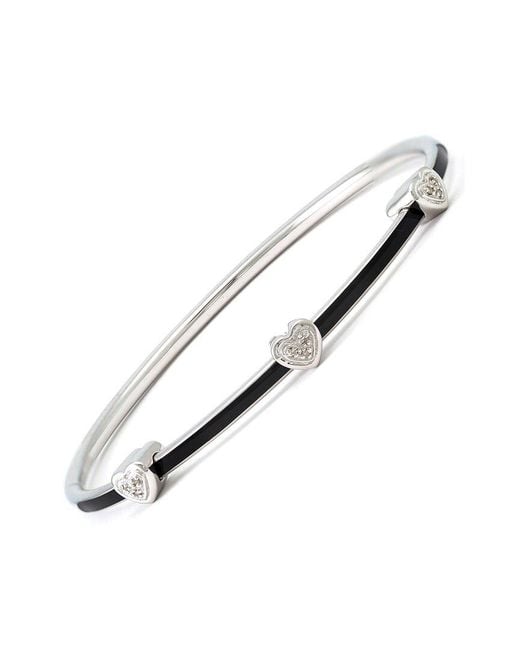 Diamond Select Cuts Metallic Steel 0.03 Ct. Tw. Diamond Heart Bangle Bracelet
