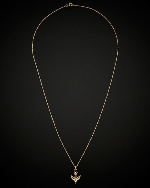 Italian Gold Black 14k Dove Pendant Necklace