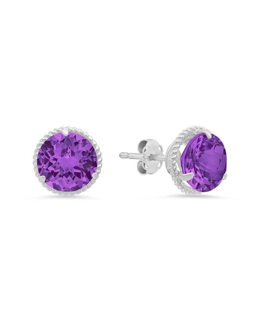 MaxColor Purple 14k 2.60 Ct. Tw. Amethyst Halo Studs