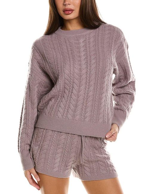Sweaty Betty Purple Cable Cashmere & Wool-blend Sweater