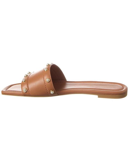 Stuart Weitzman Brown Pearl Slide Leather Sandal
