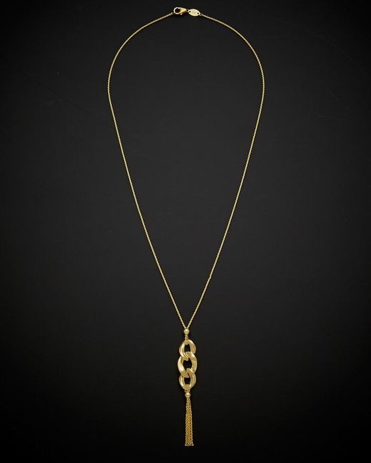 Italian Gold Black 14k Tassel Necklace