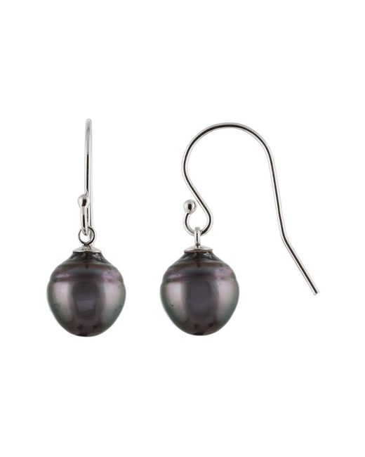 Splendid White Silver 9-10mm Tahitian Pearl Earrings