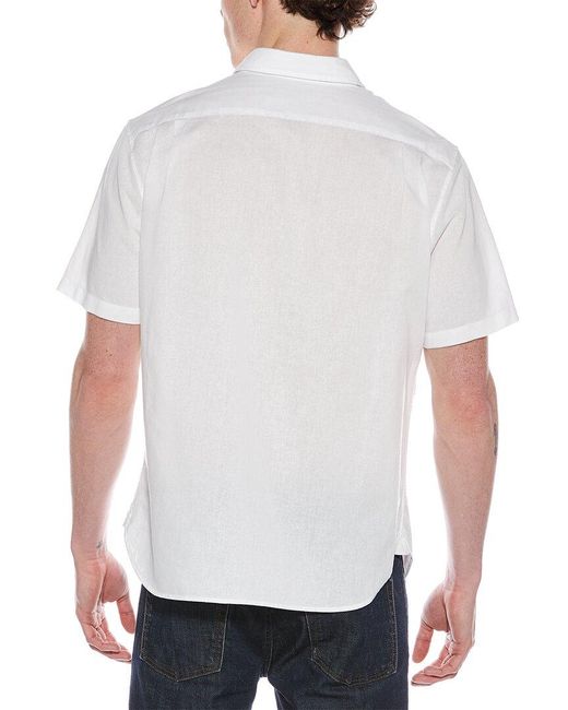 Vince White Linen-Blend Button-Down Shirt for men