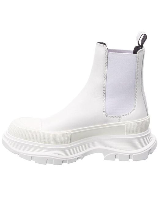 McQueen White Tread Slick Leather Boot