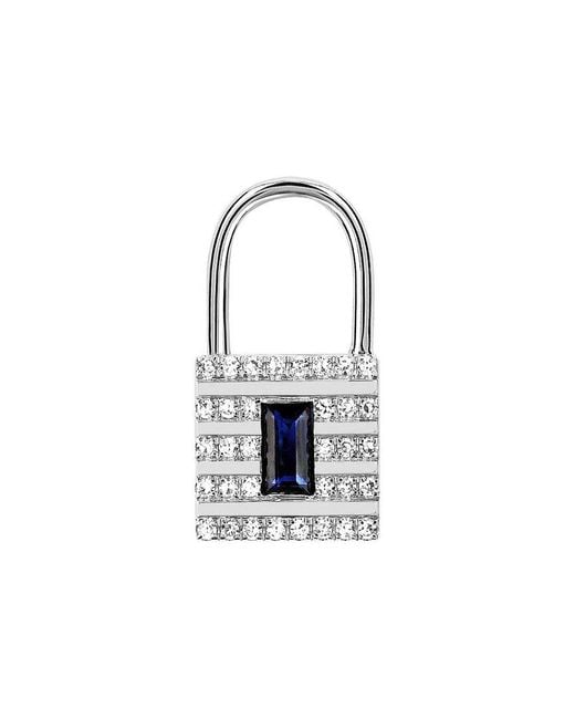EF Collection White 14K 1.77 Ct. Tw. Diamond & Sapphire Lock Single Earring