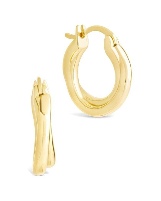 Sterling Forever Metallic 14k Over Silver Janice Twisted Hoop Earrings