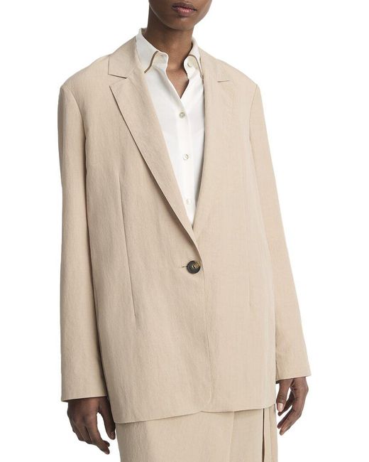 Vince Natural Relaxed Textured Wool-blend Blazer