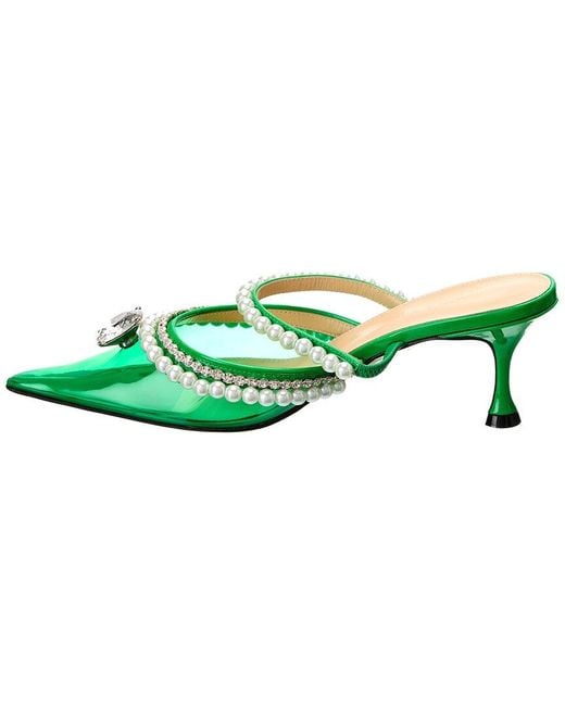 Mach & Mach Green Diamond & Pearls Vinyl & Leather Pump