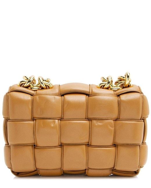 Bottega Veneta Brown Lambskin Cassette Chain Maxi Shoulder Bag (authentic Pre- Loved)