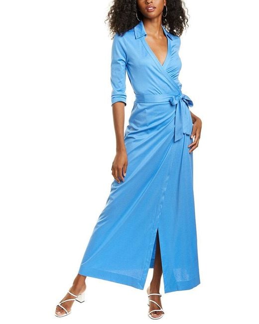 Diane von Furstenberg Blue Abigail Silk-blend Maxi Wrap Dress