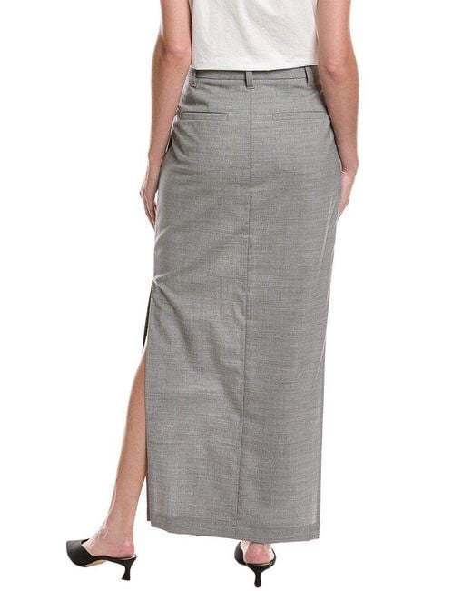 Brunello Cucinelli Gray Wool-Blend Maxi Skirt
