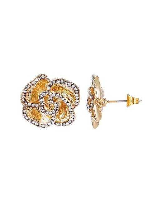 Adornia White Plated Crystal Encrusted Flower Stud Earrings