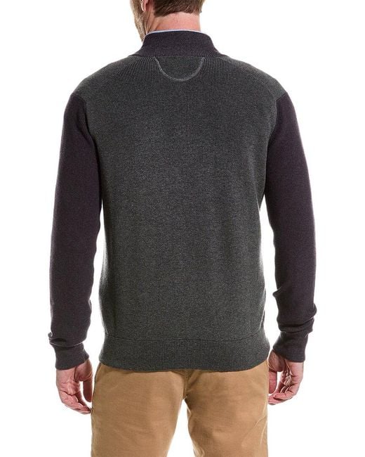 Raffi Blue Vanise Rib 1/4-zip Mock Neck Sweater for men