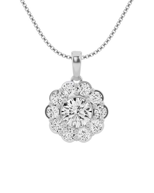Lab Grown Diamonds White 14k 2.00 Ct. Tw. Lab Grown Diamond Halo Pendant Necklace
