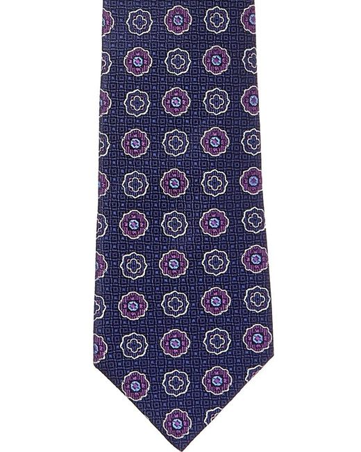 Canali Blue Navy Flower Silk Tie for men