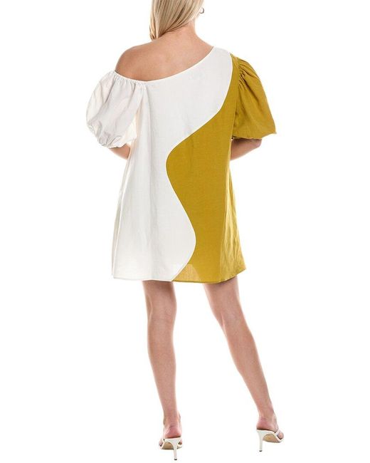 CROSBY BY MOLLIE BURCH Yellow Raleigh Linen-blend Mini Dress
