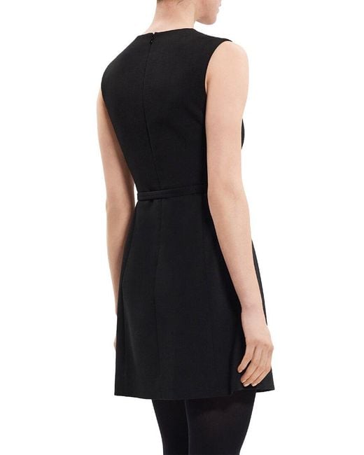 Theory Black Sculpted Wool-blend Mini Dress