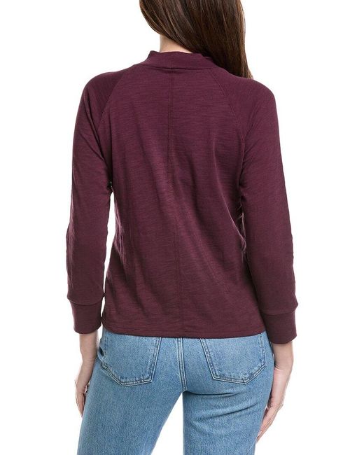 Lilla P Purple Raglan Mock Neck Shirt