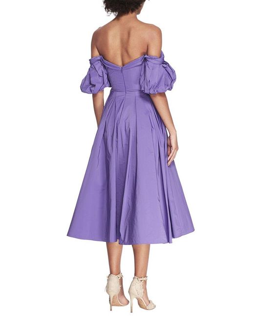 Marchesa Purple Midi Dress
